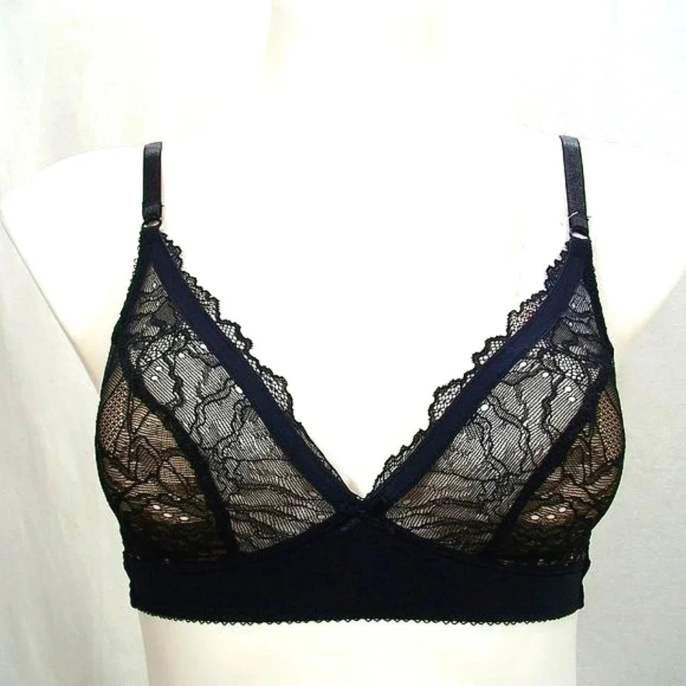 32 b.tempt'd Wacoal b.gorgeous Lace Wirefree Bralette Black NWT‎
